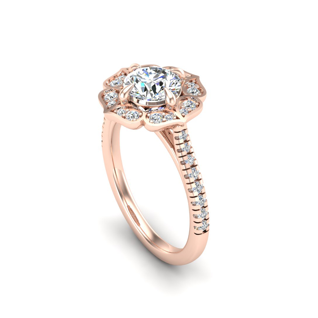 Kinsley Flower Halo Engagement Ring